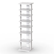 Scarpiera di legno salva spazio con 7 livelli da ingresso e camera da letto-Scaffale per scarpe per casa con dispositivo antiribaltamento Bianco
