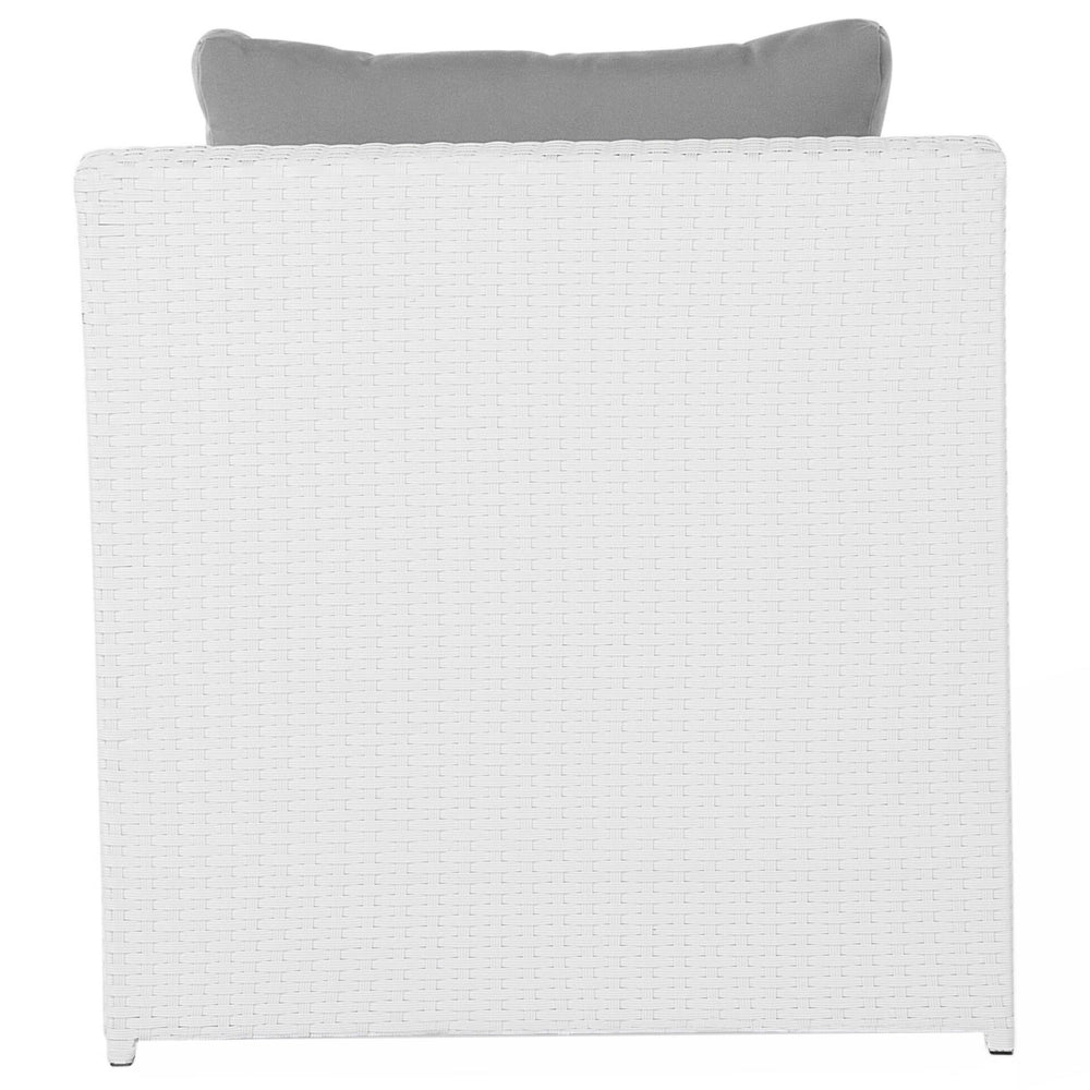 Set divano ad angolo da giardino bianco finto rattan grigio cuscini 6 posti con tavolo ottomana set di conversazione in vimini per esterni
