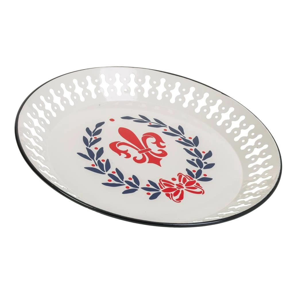Vassoio in metallo bianco 33,5x33,5x3,5h