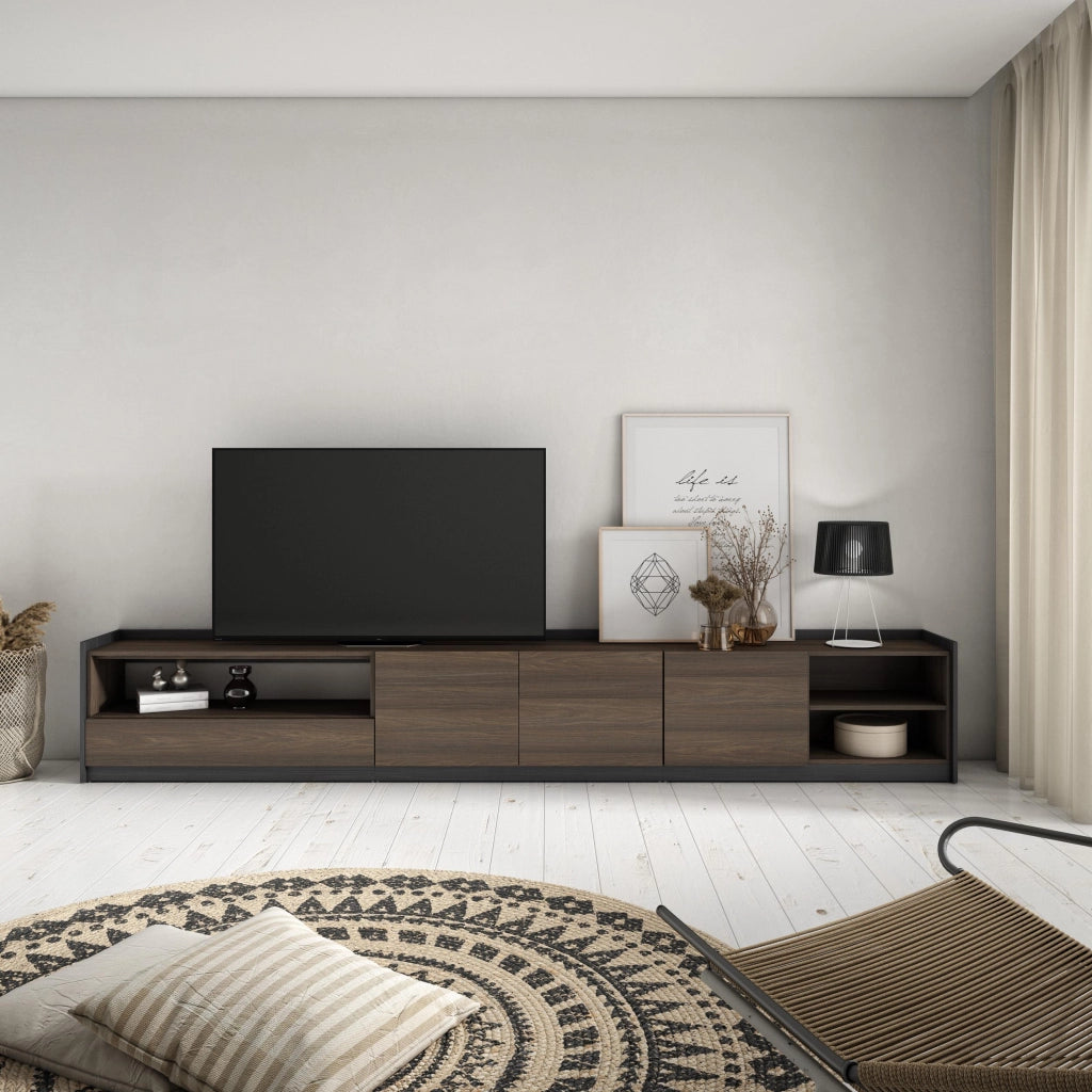 Mobile TV Soggiorno, 310x50x37 cm, Per TV fino a 80", Mobile Soggiorno, Rovere scuro e Nero