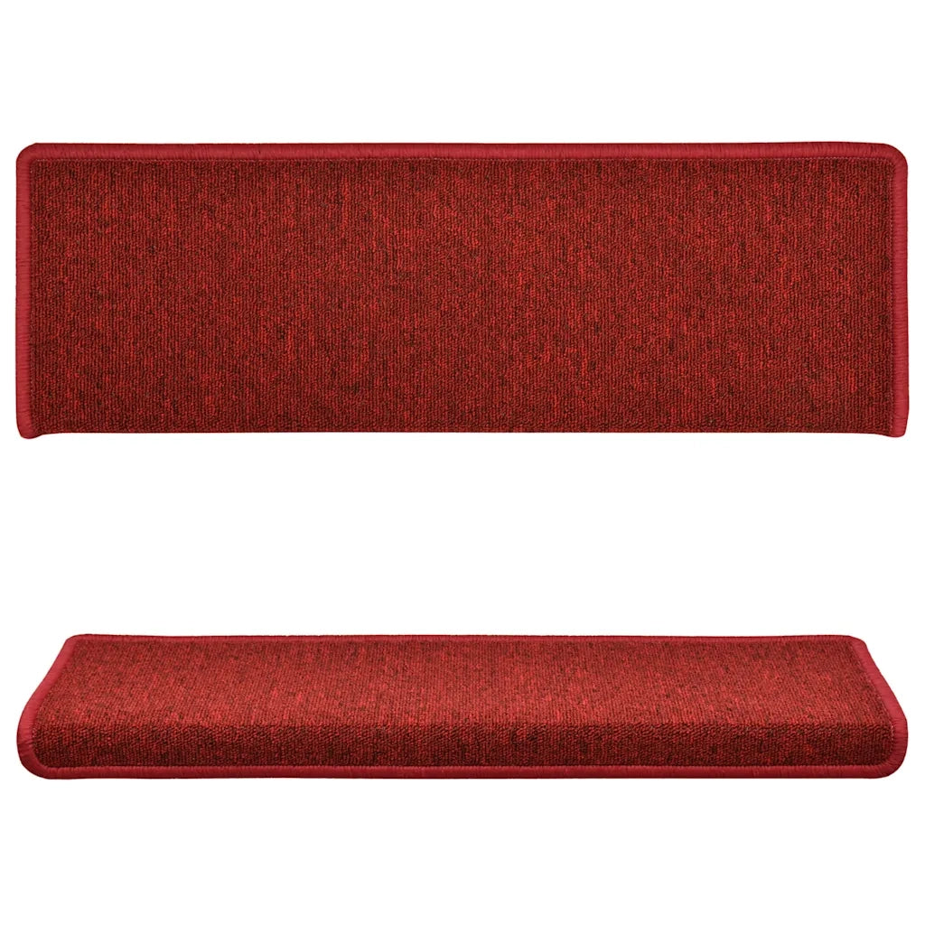 Tappetini per scale 15 pz | Gradini per Scale 65x21x4 cm Rossi rettangolare