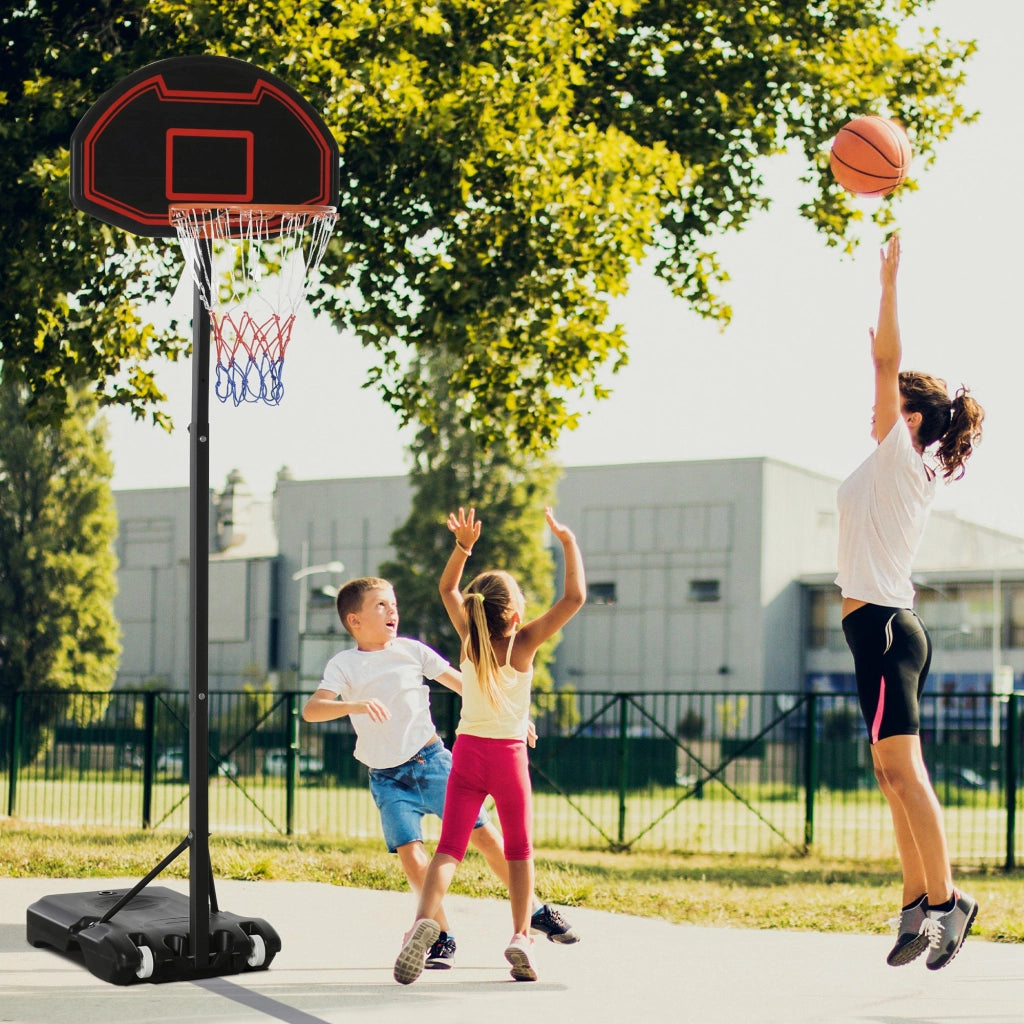 Canestro da Basket Regolabile in Altezza ¨C zephmum ¨C Nero 131x49x195-250 cm