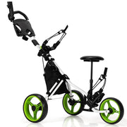 Carrello da golf pieghevole a 3 ruote 129,5 x 75 x 101,5-119,5 cm con freno ergonomico design accogliente ferro verde 20_0011344