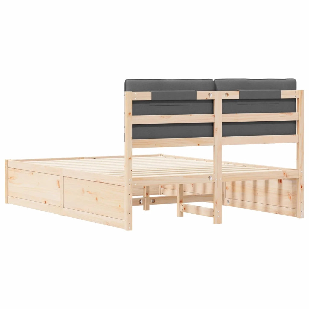 Letto con Testiera Rivestita Grigio scuro 140 x 190 cm