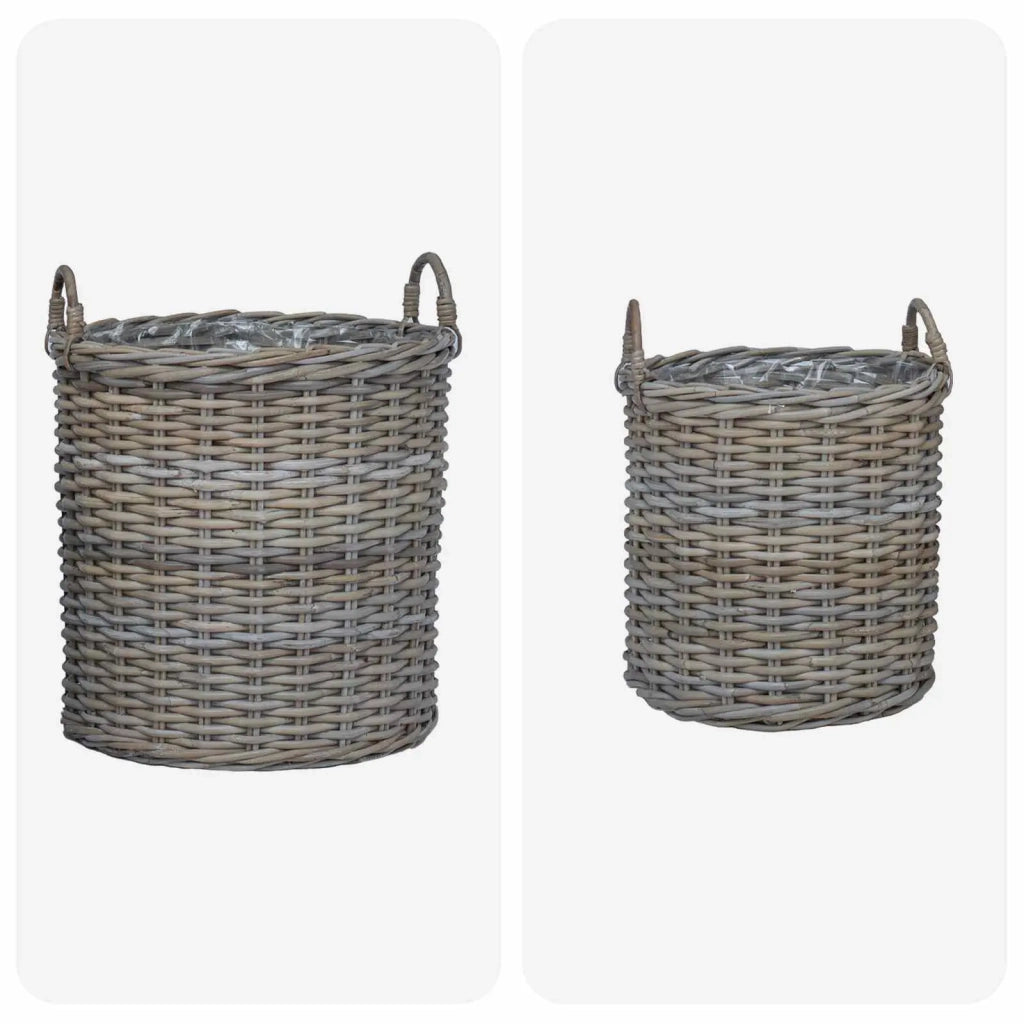 Cestino per piante con archiviazione 2 pcs Grigio Rattan Lacak