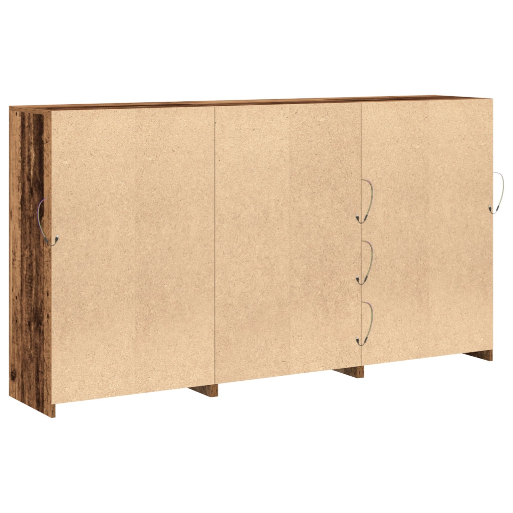 Credenza con luci LED Legno invecchiato 181.5x37x100 cm Legno ingegnerizzato