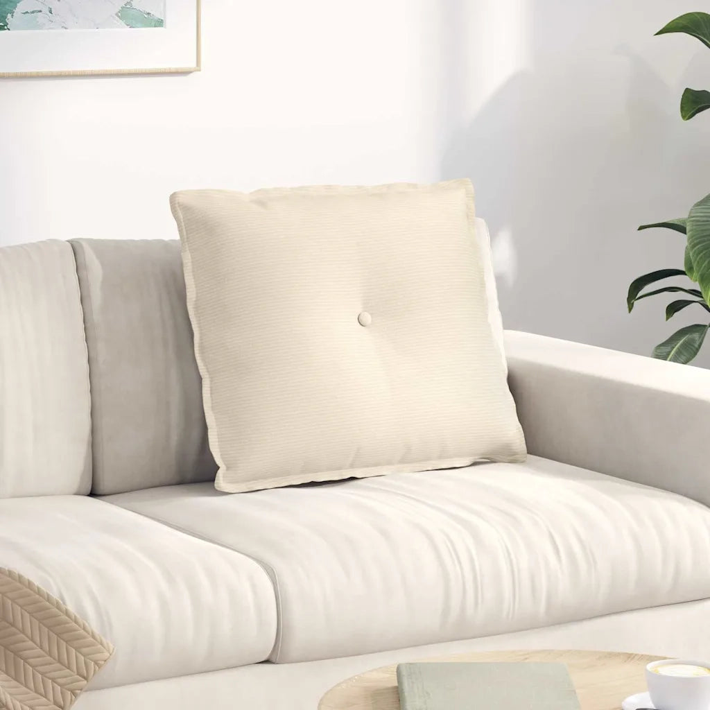 Cuscino per Schiena Crema 60 x 50 cm Tessuto in Cords 42014695