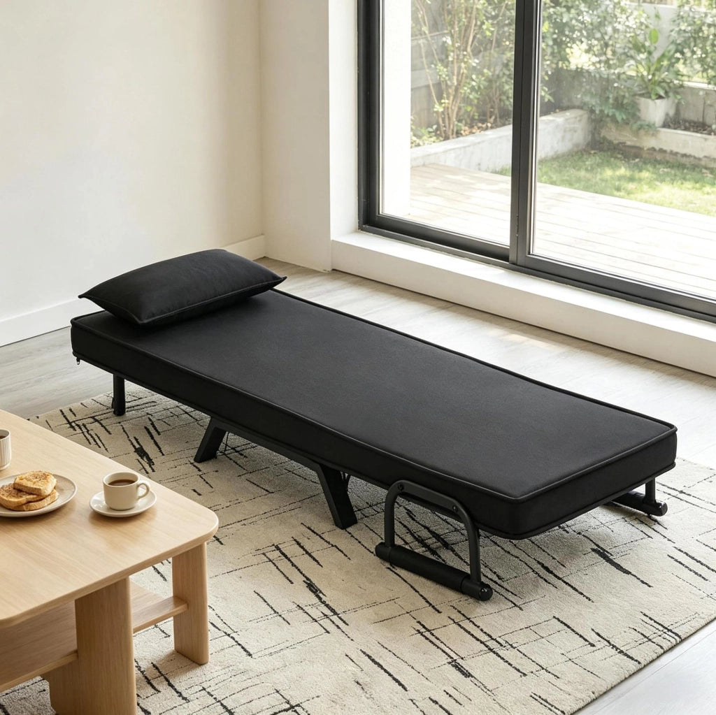 Poltrona letto pieghevole 3 in 1 nera con schienale regolabile