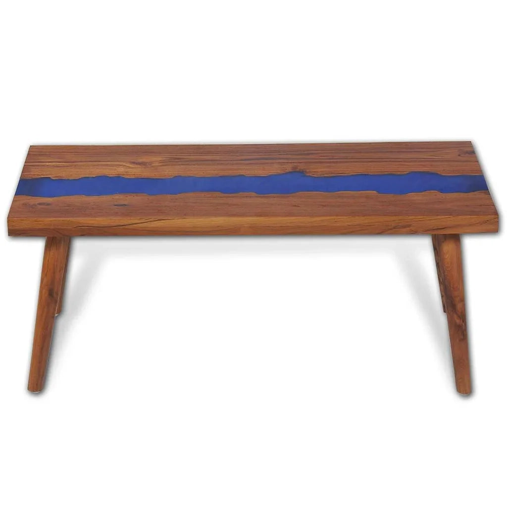 Tavolino da Salotto in Legno di Teak e Resina 100x50x40 cm 245067