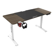 Scrivania/postazione di lavoro regolabile elettricamente in altezza 140 x 60 x 72-117 cm effetto legno scuro 03_0006652