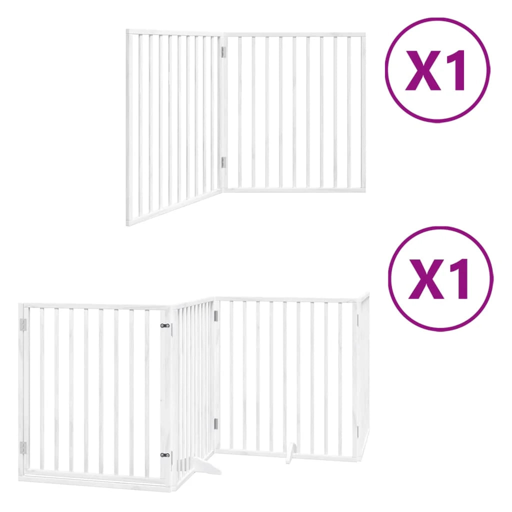 Cancelletto di sicurezza per animali domestici porta pieghevole 6 pannelli legno di pioppo bianco 02_0023231