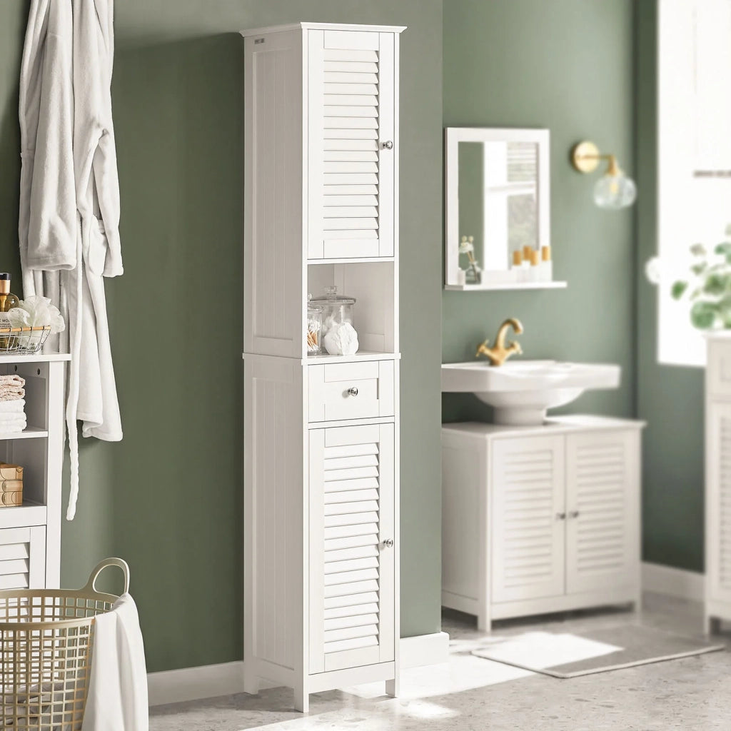 Mobiletto Bagno Colonna Bagno Cassettiera Bagno Bianco Con Cassetti Bianco FRG236-W