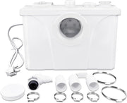 Impianto di sollevamento, 700 W, pompa sanitaria, 180 l/min, impianto di sollevamento piccolo, pompa per feci con filtro ai carboni attivi, lame in acciaio inox e 3 ingressi per WC, lavandino e