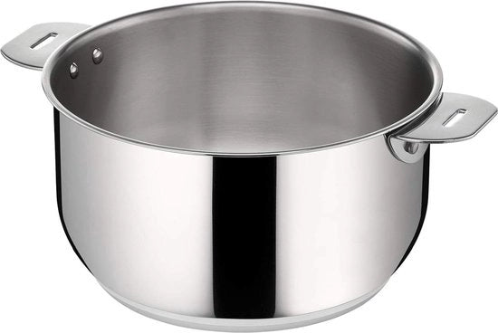 Padella in acciaio inossidabile da 18 cm - compatibile con tutte le fonti di calore - stivabile e spazievitore - adatto per forni fino a 250 °C.
