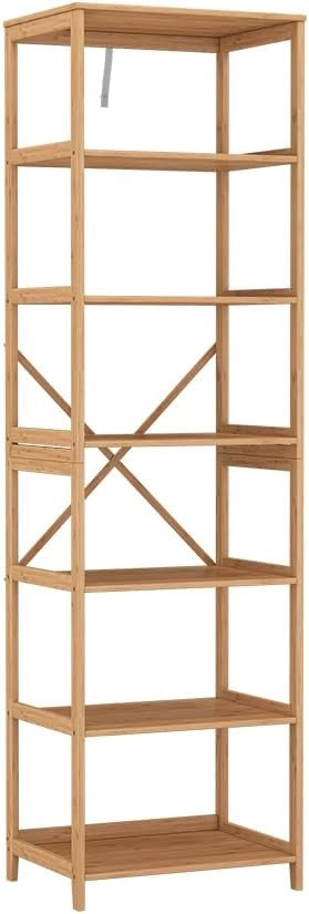 Scaffale Novaro, Bambù, 48.3 x 140.3 cm con 6 scomparti, adatto per riporre libri, documenti e oggetti decorativi