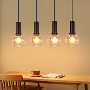 ZMH Lampada a Sospensione 4 Luci Vetro Vintage Altezza Regolabile E27 per Sala da Pranzo Soggiorno Senza Lampadina