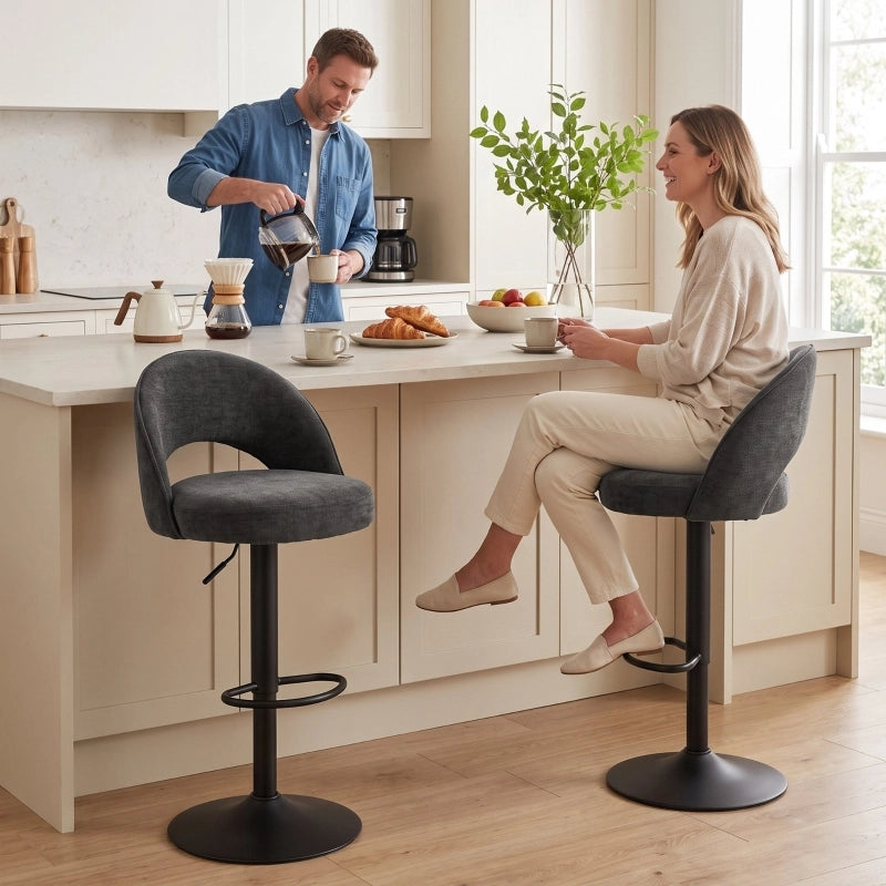 SGABELLO DA BAR girevole e regolabile in altezza Set da 2 pezzi 66-87 cm Grigio scuro