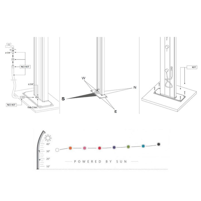 Doccia Solare da Giardino 25L Miscelatore Temporizzato e Lavapiedi Arkema Jolly Fuxia