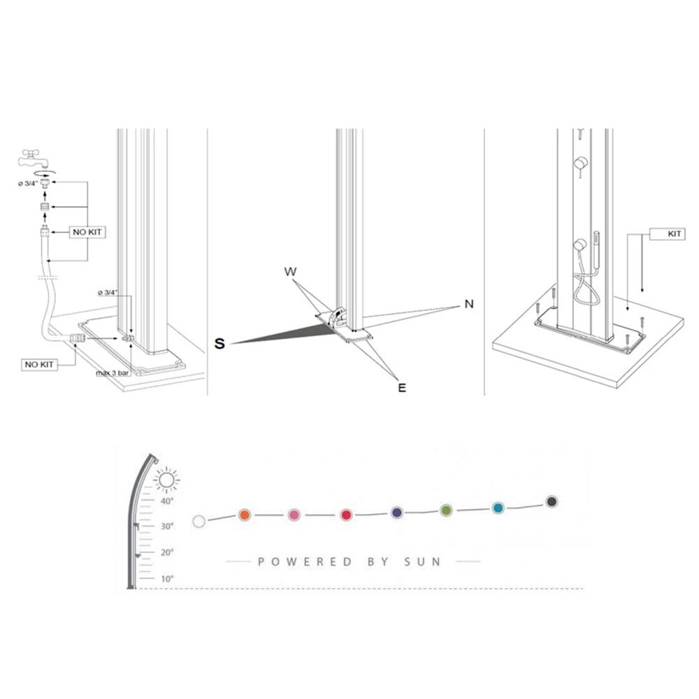 Doccia Solare da Giardino 25L Miscelatore Temporizzato e Lavapiedi Arkema Jolly Grigio Antracite