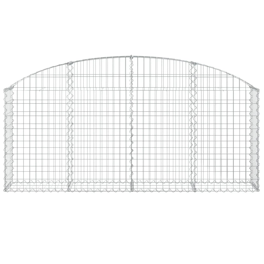 Cesto gabbione recinzione a gabbia muro di contenimento ad arco 200 x 30 x 80/100 cm ferro zincato argento 02_0040018