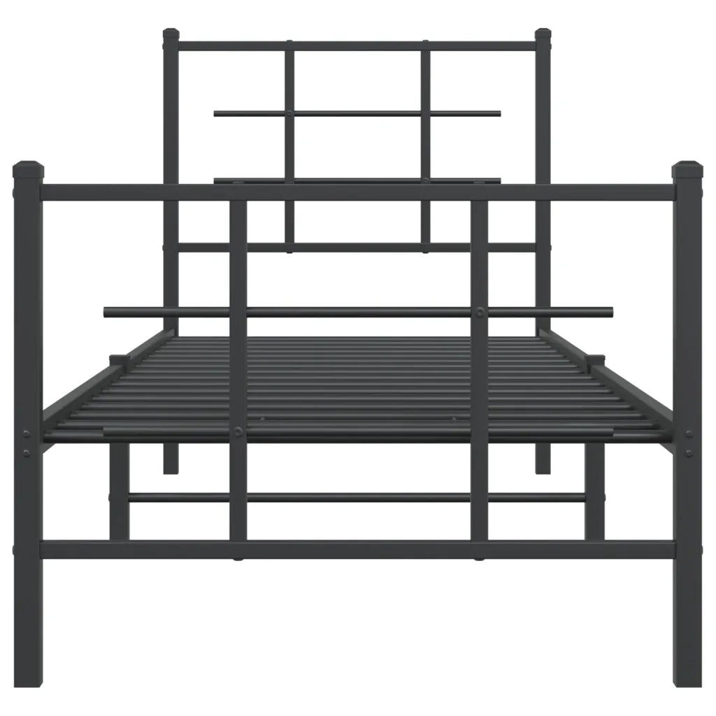 Giroletto con Testiera e Pediera Metallo Nero 75x190 cm