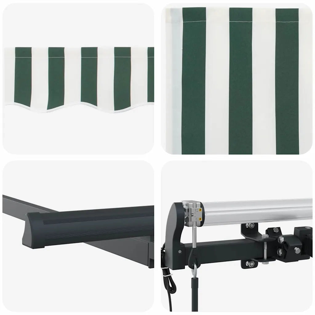 vidaXL Tenda Retrattile Verde e Bianco 250 x 200 cm