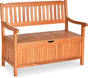 GIANTEX Panchina per 2 Persone in Legno di Acacia, Poltrona a Doghe per Esterni con Braccioli, Schienale, Struttura Robusta, Comoda Sedia per Patio, Cortile, Giardino (Modello 5)