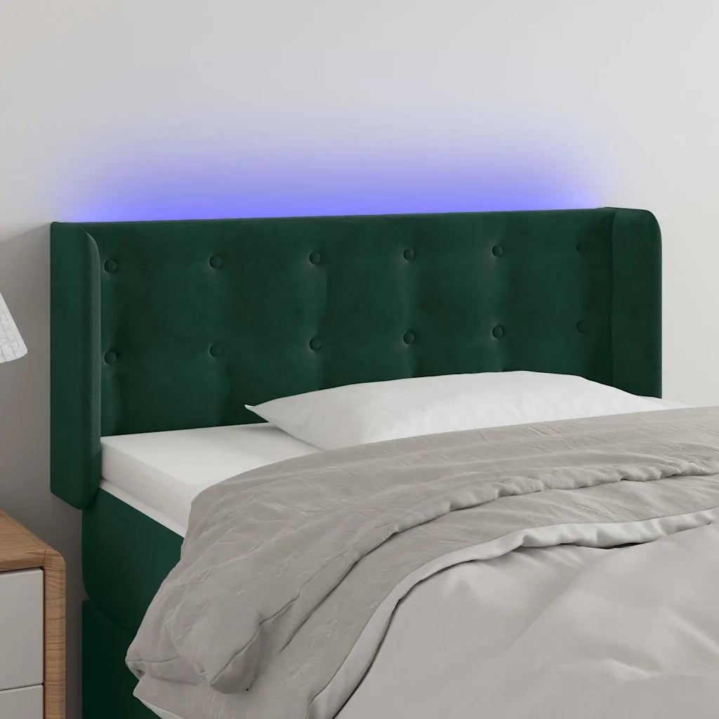 Testiera | Testata a LED Verde scuro 93x16x78/88 cm in Velluto