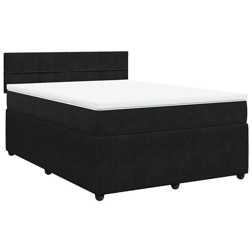 vidaXL Giroletto a Molle con Materasso Nero 160x200 cm in Velluto