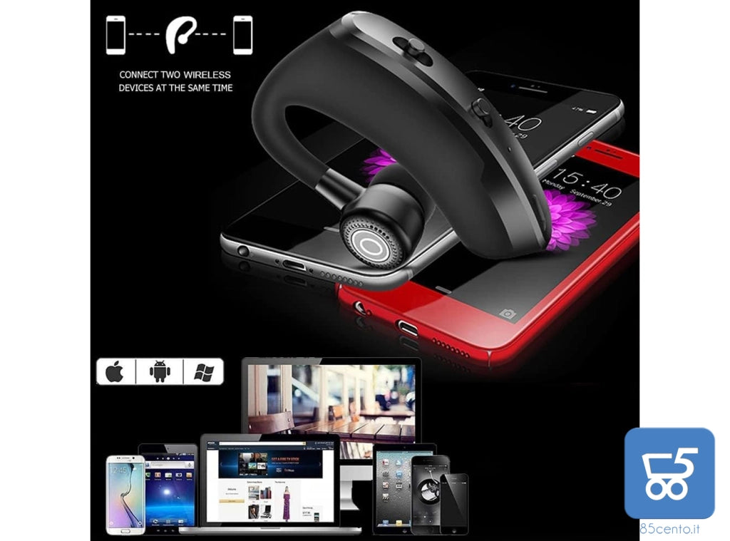Auricolare Bluetooth Wireless Mono con Microfono HD CVC8.0 Riduzione del Rumore Ruotabile 270°