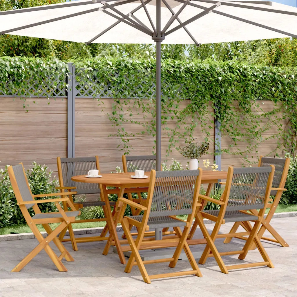 Set da Pranzo da Giardino 7 pz Polipropilene e Legno Massello 3281710