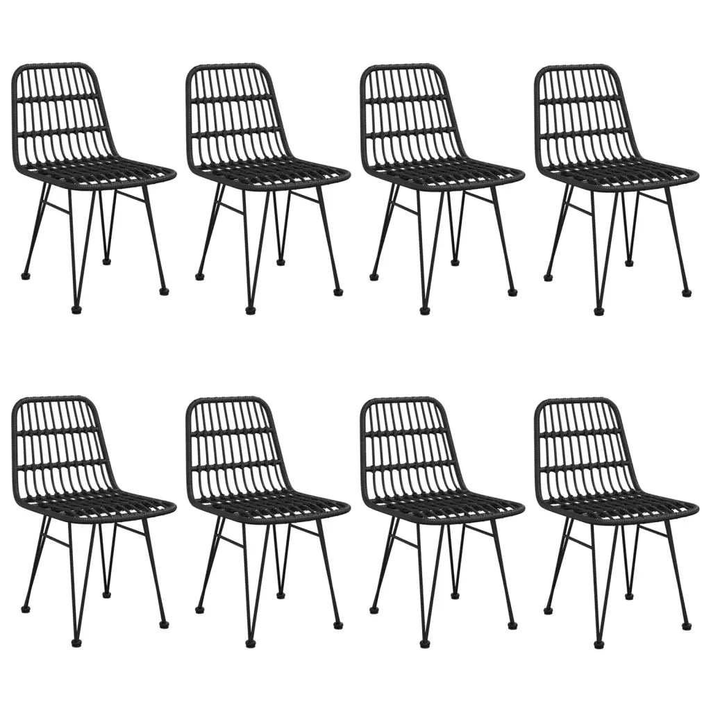 Set da Pranzo da Giardino 9 pz Nero in Polyrattan cod mxl 35600