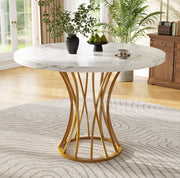 Tavolo da pranzo rotondo 80 x 80 x 76 cm in MDF e metallo; colore oro