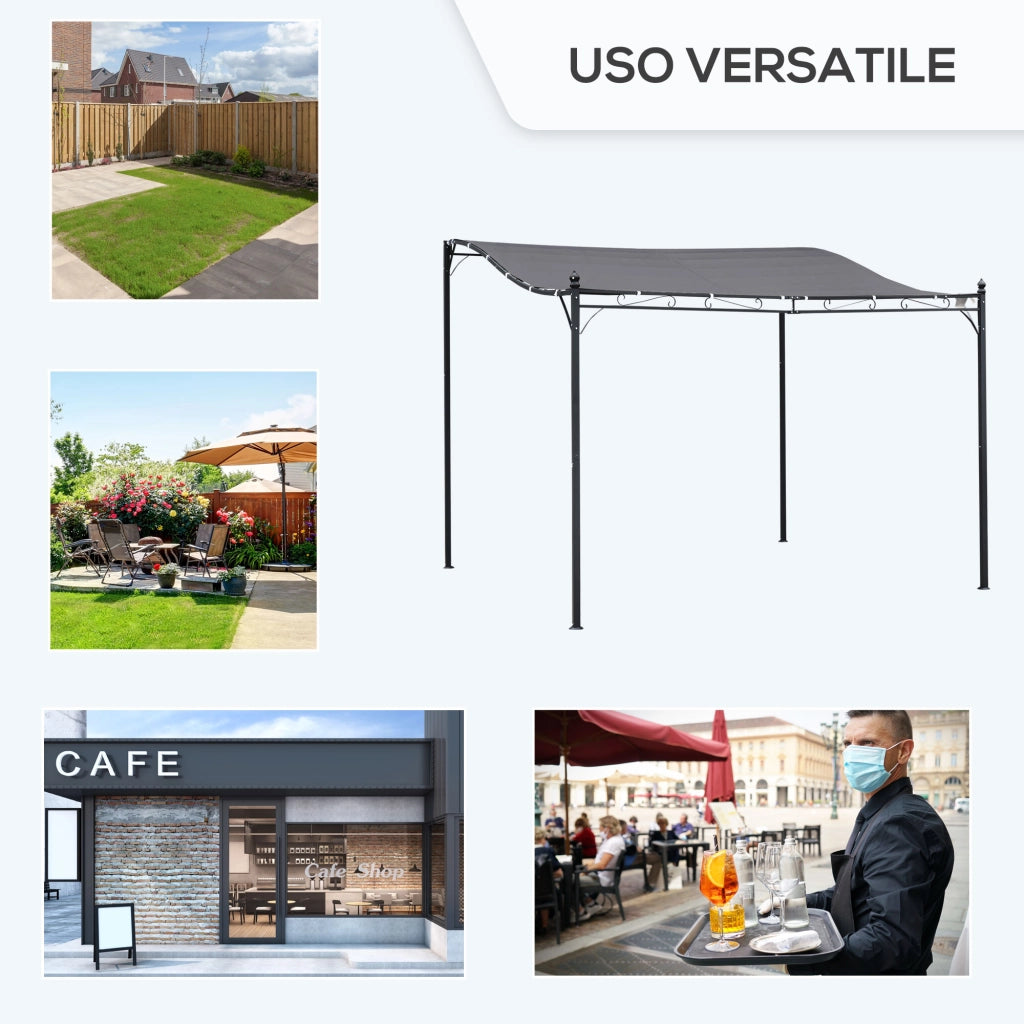 Gazebo Pergola da Giardino 3x3m ¨C zephmum ¨C Grigio con Tenda Impermeabile
