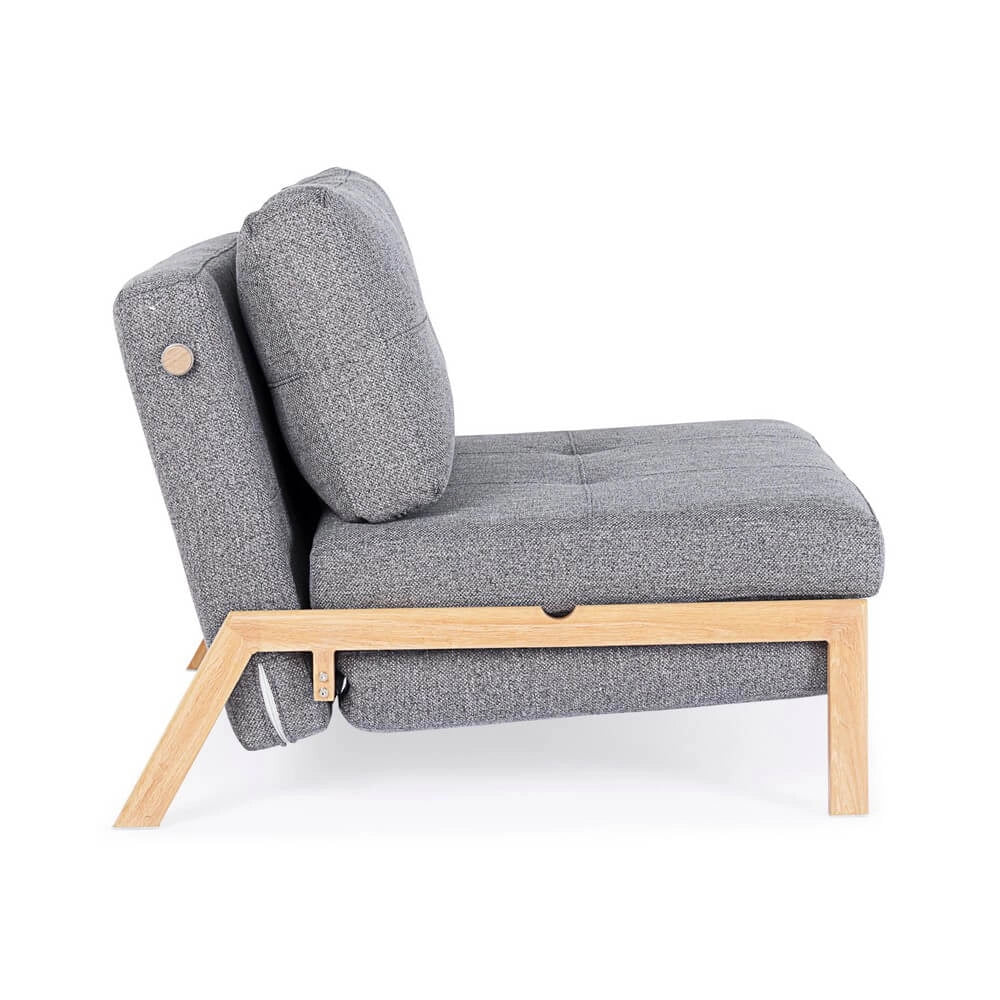 Poltrona Letto Singola in Tessuto con Gambe Effetto Legno - HARRISON
