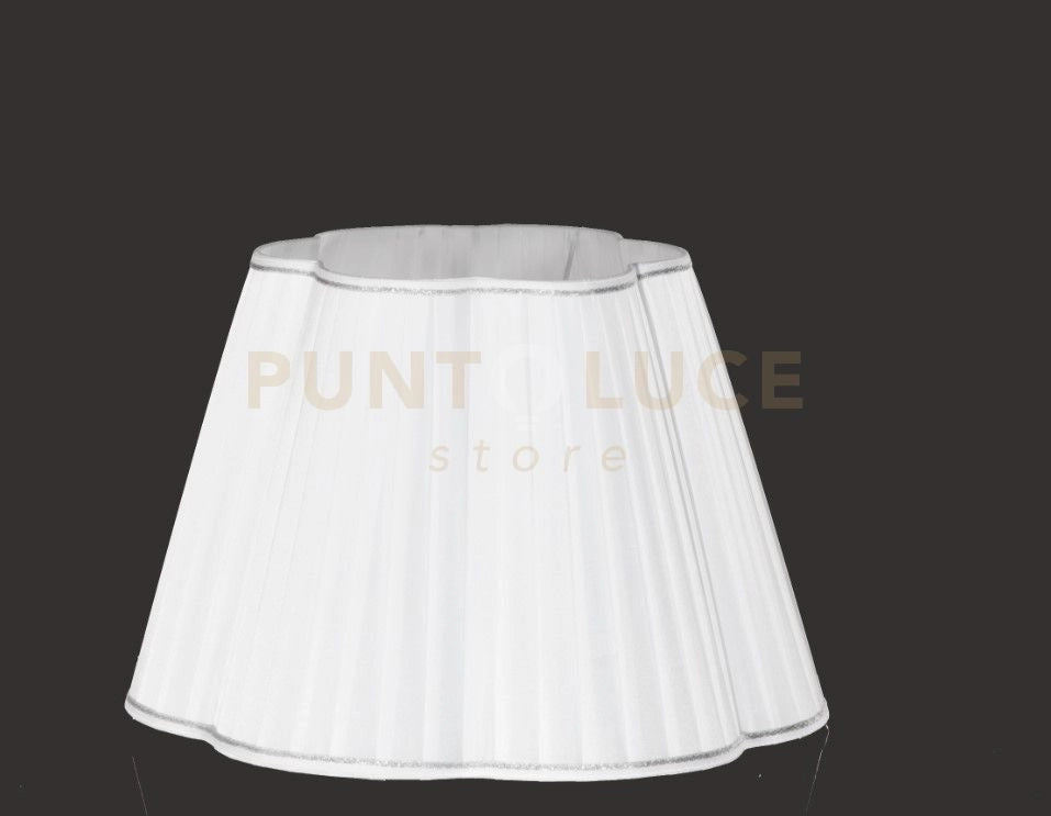 TC 3057 PARALUME DM.40CM  ATTACCO E27 PLISSE' BIANCO E ARGENTO