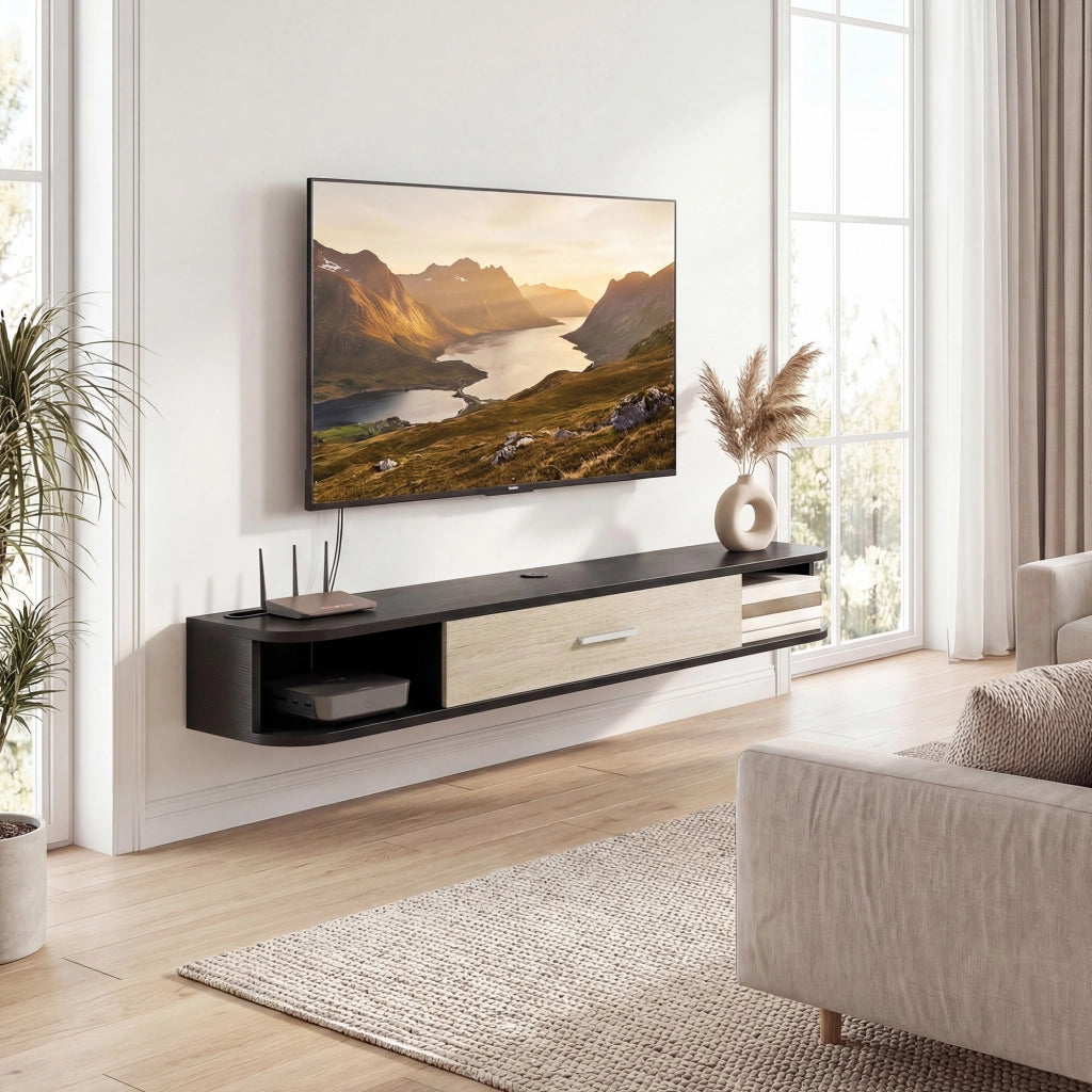 Mobile TV Parete 120 cm ¨C zephmum ¨C Nero, Legno, 120x30x?