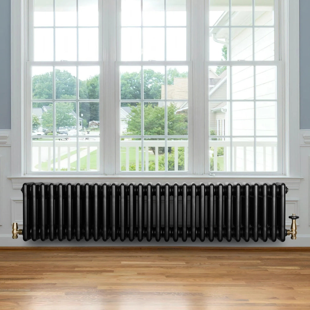 Radiatore Tradizionale 4 Colonne Orizzontale Nero 300 x 1370 mm