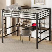 Letto a soppalco 140x200 cm con scrivania e 2 librerie nero