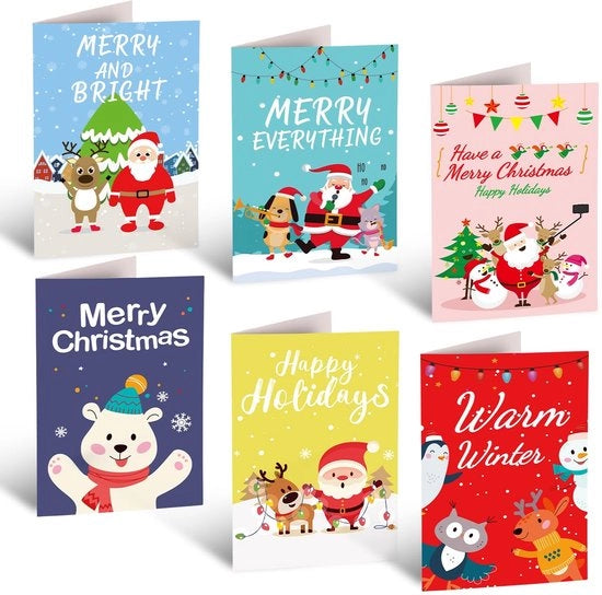 Set di Cartoline Natalizie 24 pezzi - Stili Diversi - Inclusi Buste - 15x10cm - Feste - Cartoline di Auguri - Cartoline di Buon Natale