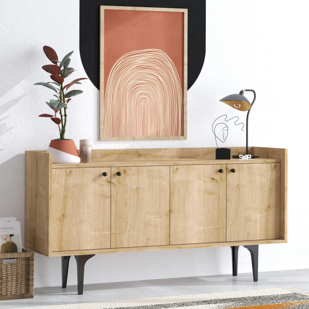 Credenza in legno "Navi" - 150 x 40 x 80 cm - Beige