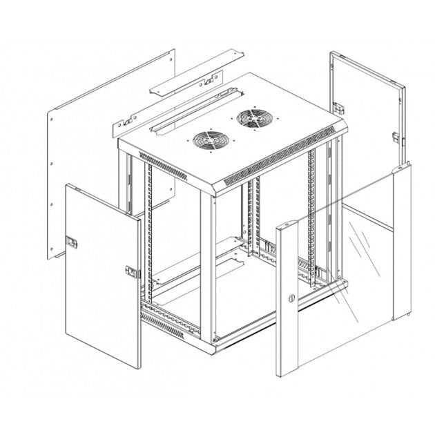 Armadio Rack 19'' a muro 20 unità sezione unica prof. 450mm Grigio