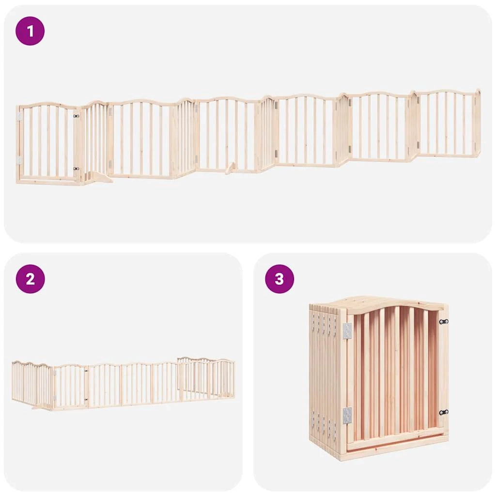 Cancelletto di sicurezza per animali domestici porta pieghevole 12 pannelli legno di pioppo marrone 02_0023139