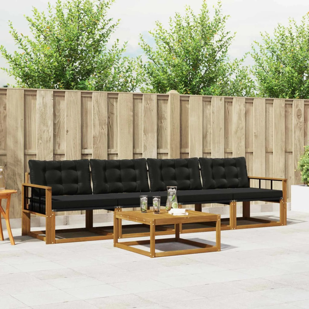 Set di divani da esterno con cuscino 5 pcs Naturale e Nero 3369175