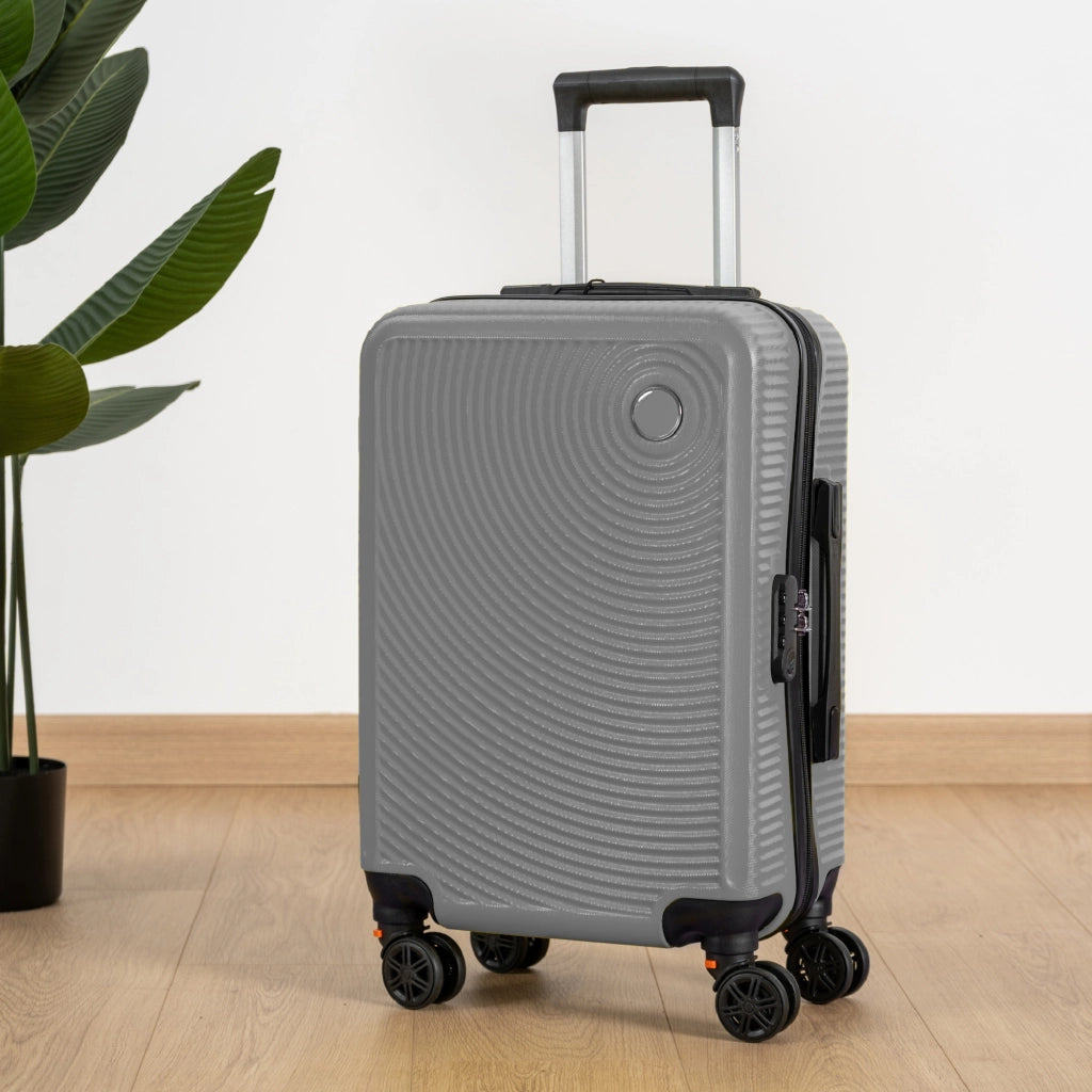 Trolley Bagaglio Mano Rigido 54x33x22 Piccolo Ultraleggero Valigia In Abs Con 4 Ruote Rimovibili Manico Chiusura Di Sicurezza Per Compagnie Low Cost Economy Zaino Da Viaggio Grigio