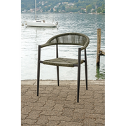 Poltrona Milano In Alluminio Grigio Antracite Con Corda Sintetica Verde Moia
