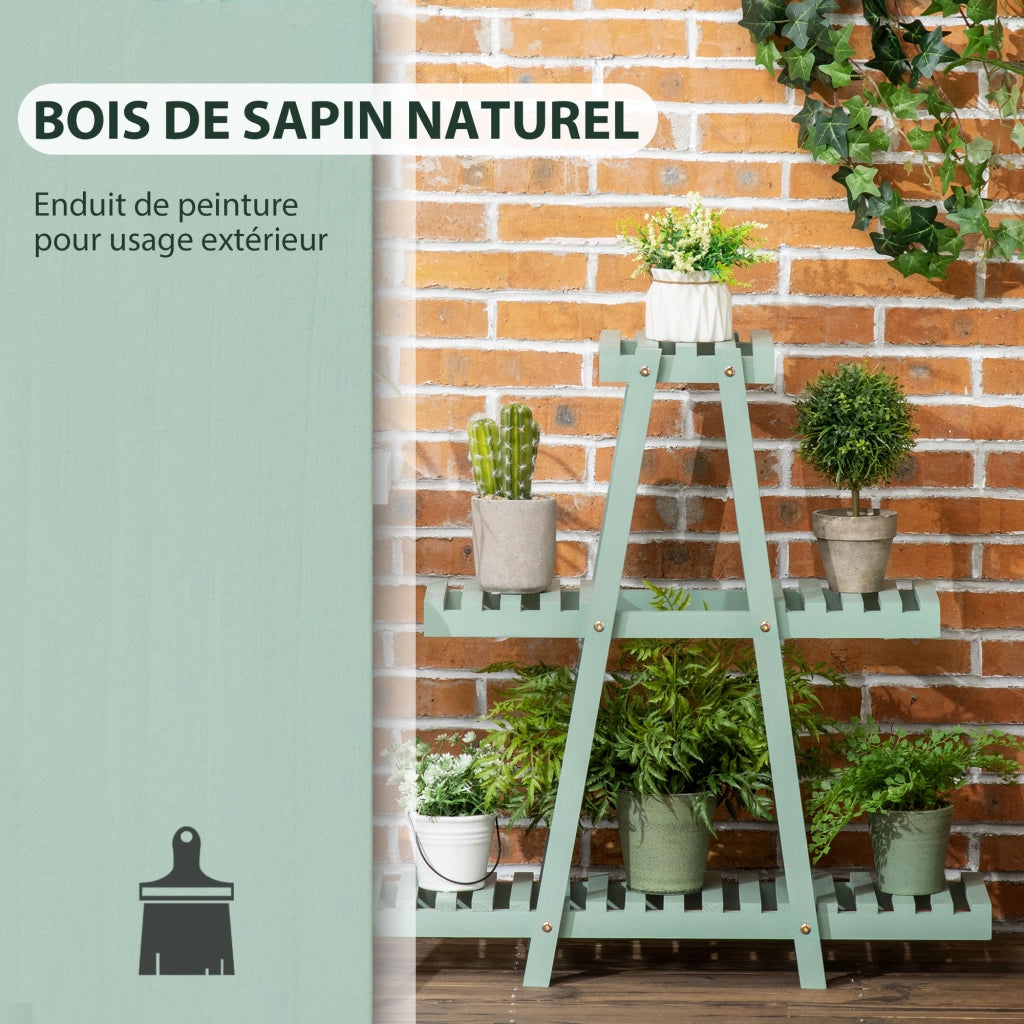 Libreria per piante in legno 3 livelli ¨C zephmum ¨C verde 76x26x76 cm