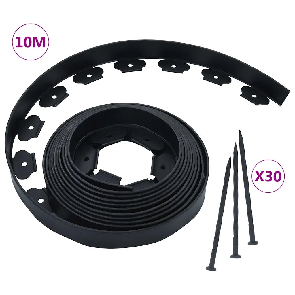 Bordura per Prato Flessibile con 30 Picchetti 10 m 5 cm 48614