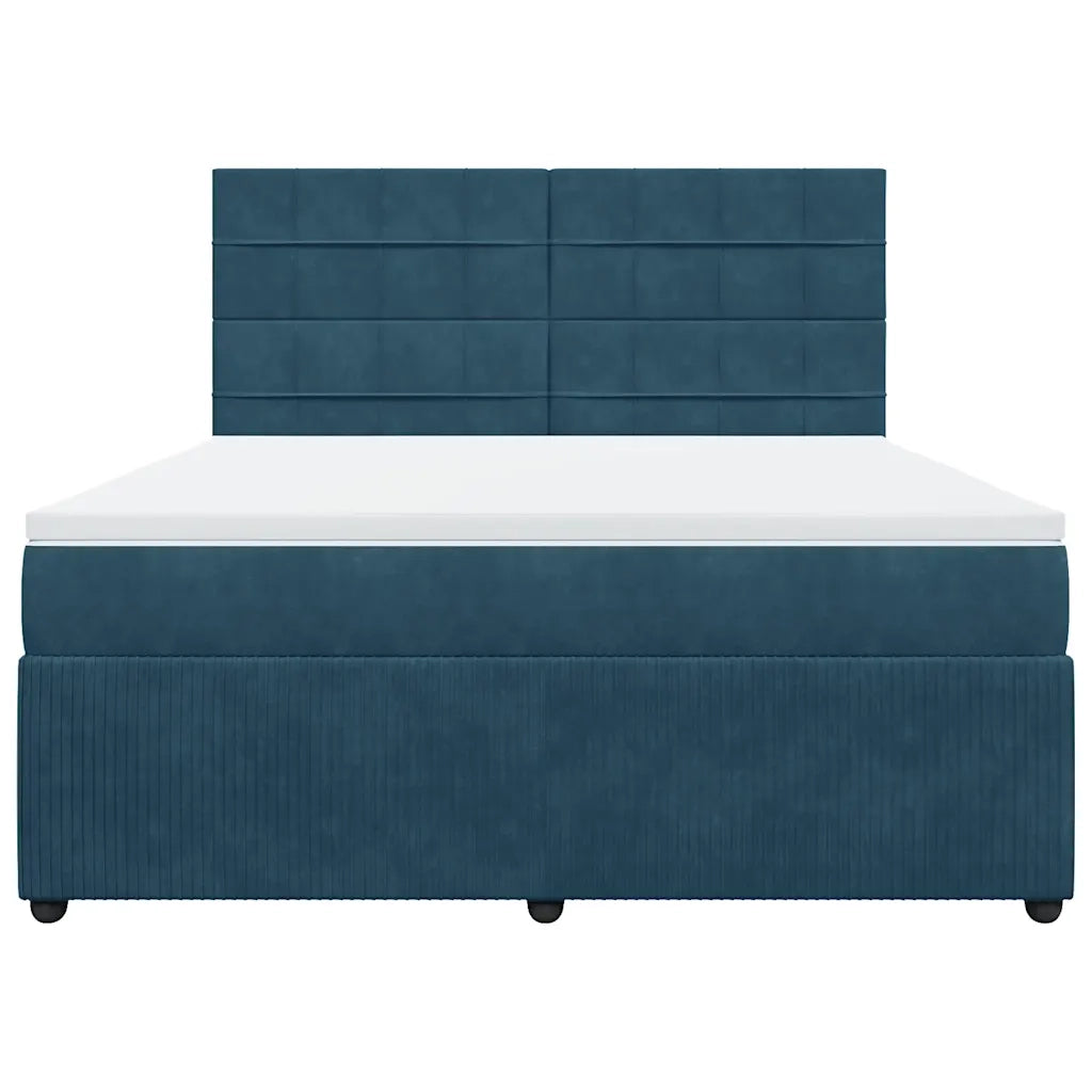 Giroletto a Molle con Materasso Blu 180x200 cm in Velluto