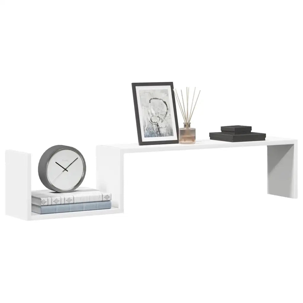 Mensole a Muro 2 pz Bianche 100x15x20 cm in Legno Multistrato 807268